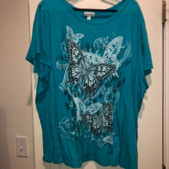 Fashion Bug Tops - Fashion big plus size 4x butterfly t-shirt
